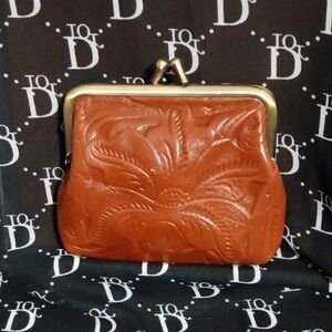 Patricia Nash Floral Embossed Tan Leather Clutch